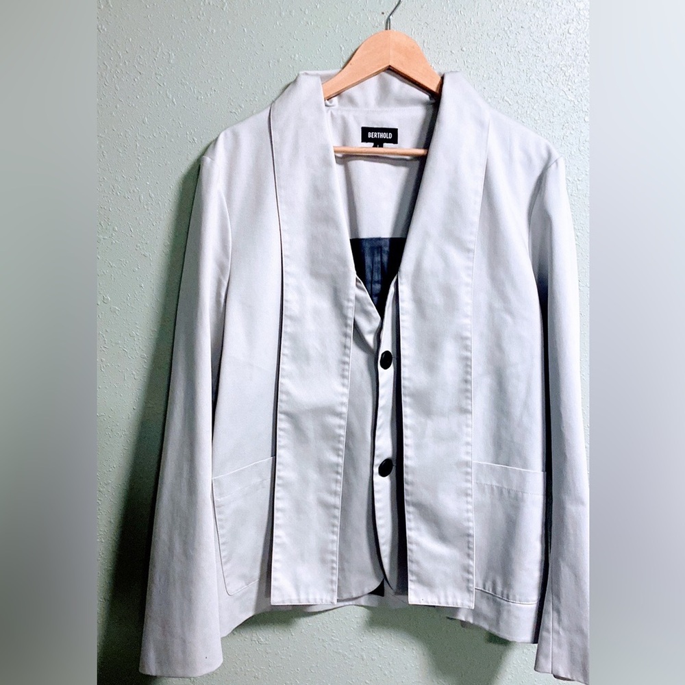Berthold Mens Light Gray Open-Front Blazer Jacket